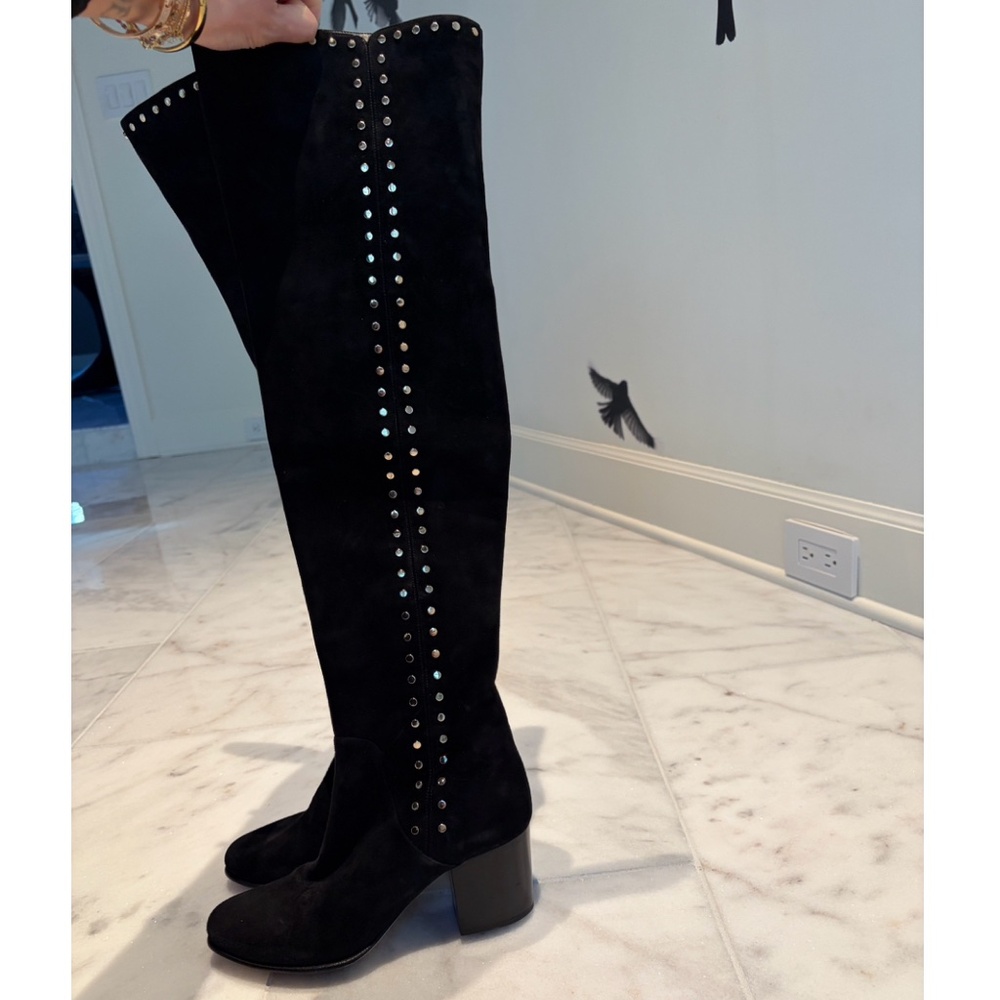 Jimmy Choo Black Suede Studded Accents Boots